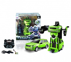 Радиоуправляемый робот-трансформер, зеленый, свет и звук (Junfa Toys, TT651B)